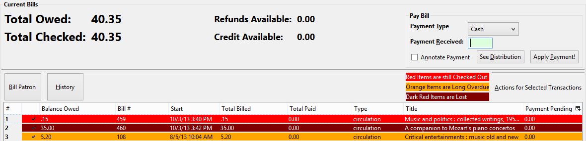 Billed Transaction Color